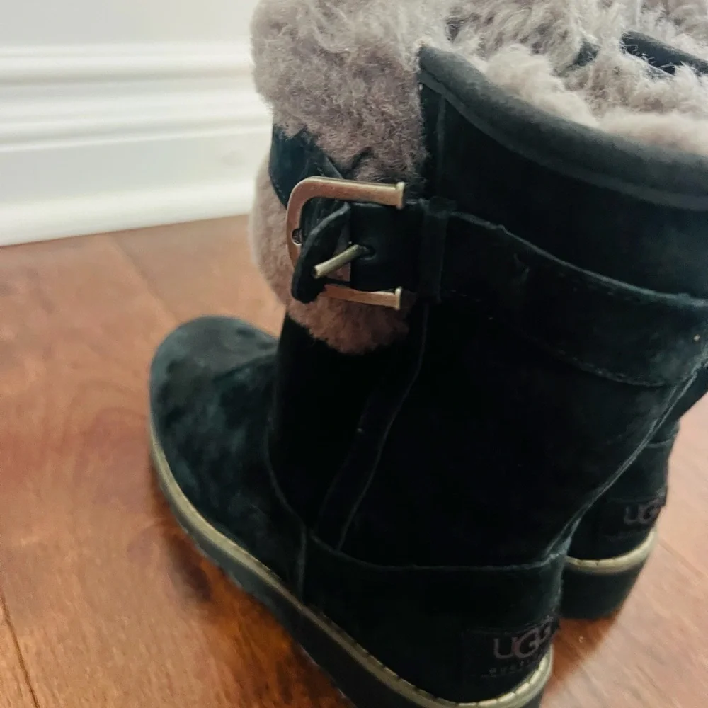 UGG Black Boots with Soft Gray Interior for youth size 13